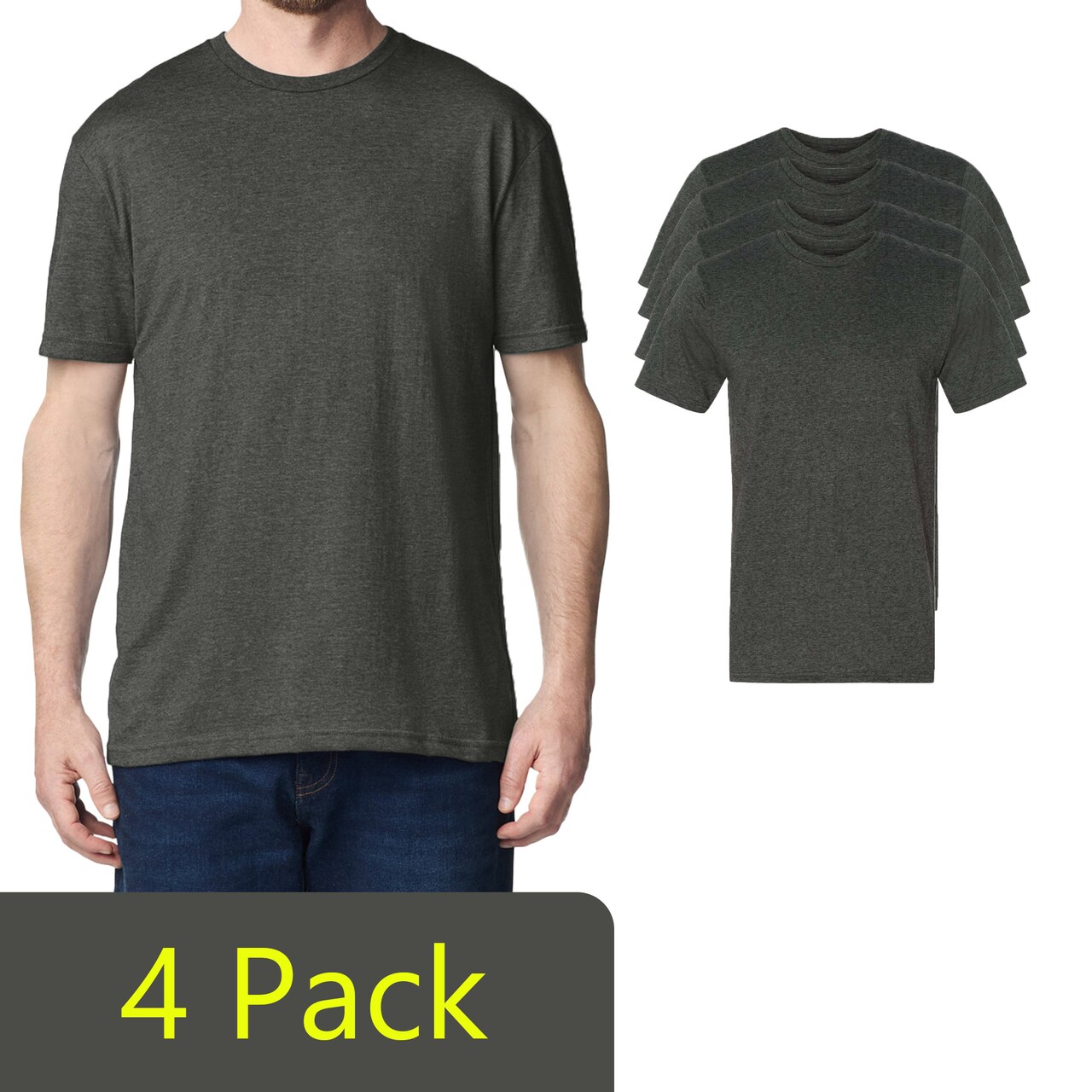 Gildan Unisex Softstyle Lightweight Short Sleeve T-Shirt, Heather Dark Grey Crewneck Tee